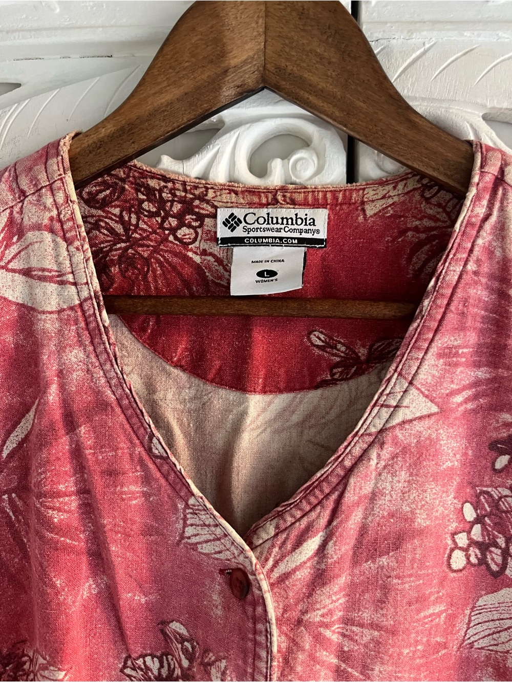 Columbia Linen Blend Floral Tank Top Women’s Large Pink Tropical Sleeveless - Picture 4 of 9